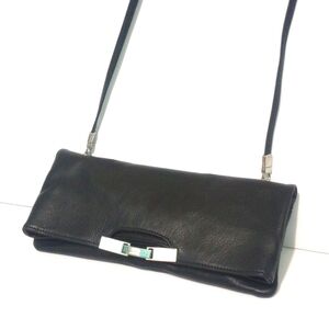 RENATO ANGI Venezia Made in Italy Black Leather Clutch / Crossbody/ Shoulder Bag